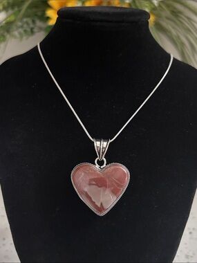 Sterling Silver Heart-Shaped Norina Jasper Gemstone Pendant Necklace